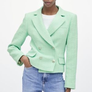 Zara Textured Cropped Blazer